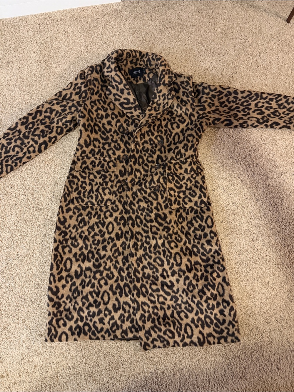 Leopard Print Teddy Coat - Brown/Black